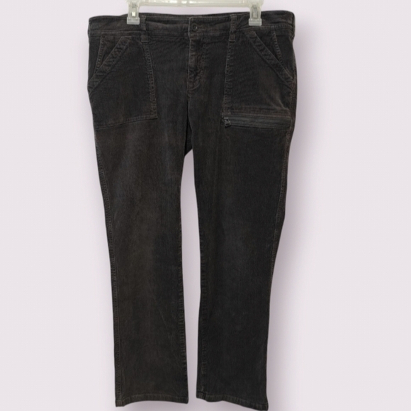 The North Face Corduroy Pants Size 14 Short Women's Gray 7 Pockets Straight Leg - Picture 1 of 8